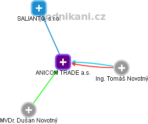 ANICOM TRADE a.s. - náhled vizuálního zobrazení vztahů obchodního rejstříku