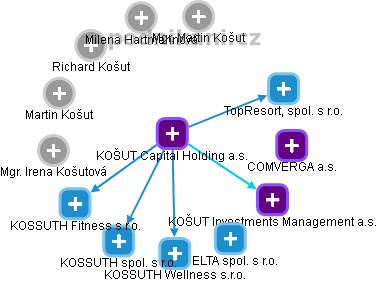 KOŠUT Capital Holding a.s. - náhled vizuálního zobrazení vztahů obchodního rejstříku