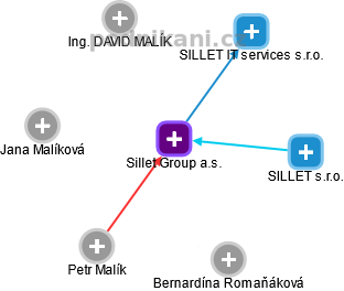 Sillet Group a.s. - náhled vizuálního zobrazení vztahů obchodního rejstříku