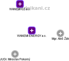 WANEMI ENERGY a.s. - náhled vizuálního zobrazení vztahů obchodního rejstříku