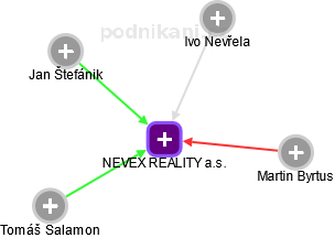 NEVEX REALITY a.s. - náhled vizuálního zobrazení vztahů obchodního rejstříku