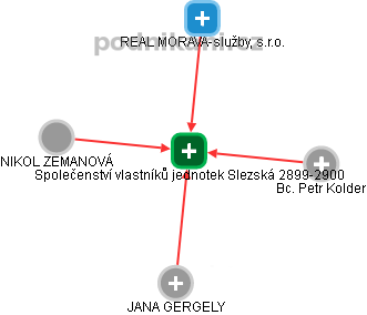 Společenství vlastníků jednotek Slezská 2899-2900 - náhled vizuálního zobrazení vztahů obchodního rejstříku
