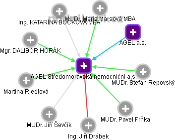 AGEL Středomoravská nemocniční a.s. - náhled vizuálního zobrazení vztahů obchodního rejstříku
