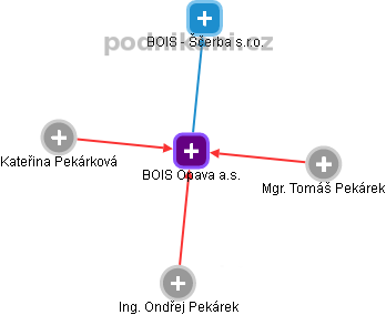 BOIS Opava a.s. - náhled vizuálního zobrazení vztahů obchodního rejstříku