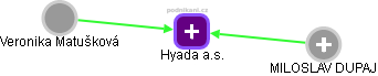 Hyada a.s. - náhled vizuálního zobrazení vztahů obchodního rejstříku