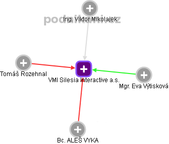 VMI Silesia Interactive a.s. - náhled vizuálního zobrazení vztahů obchodního rejstříku