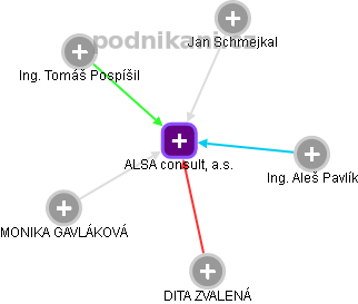 ALSA consult, a.s. - náhled vizuálního zobrazení vztahů obchodního rejstříku