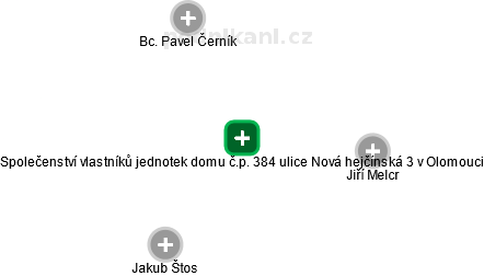 Společenství vlastníků jednotek domu č.p. 384 ulice Nová hejčínská 3 v Olomouci - náhled vizuálního zobrazení vztahů obchodního rejstříku