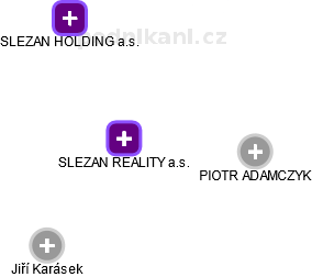 SLEZAN REALITY a.s. - náhled vizuálního zobrazení vztahů obchodního rejstříku