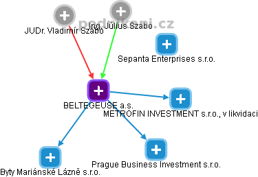 BELTEGEUSE a.s. - náhled vizuálního zobrazení vztahů obchodního rejstříku