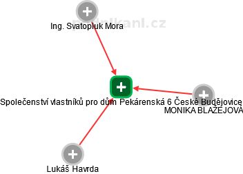 Společenství vlastníků pro dům Pekárenská 6 České Budějovice - náhled vizuálního zobrazení vztahů obchodního rejstříku