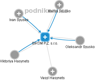 SIKOM P.Z. s.r.o. - náhled vizuálního zobrazení vztahů obchodního rejstříku
