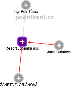Resort Johanka a.s. - náhled vizuálního zobrazení vztahů obchodního rejstříku