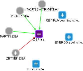 ZIBA a.s. - náhled vizuálního zobrazení vztahů obchodního rejstříku