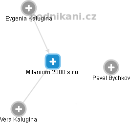 Milanium 2008 s.r.o. - náhled vizuálního zobrazení vztahů obchodního rejstříku