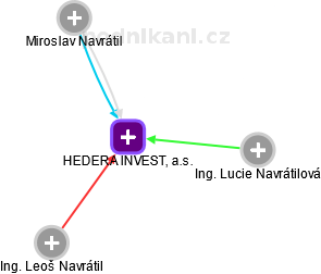 HEDERA INVEST, a.s. - náhled vizuálního zobrazení vztahů obchodního rejstříku