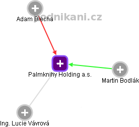 Palmknihy Holding a.s. - náhled vizuálního zobrazení vztahů obchodního rejstříku