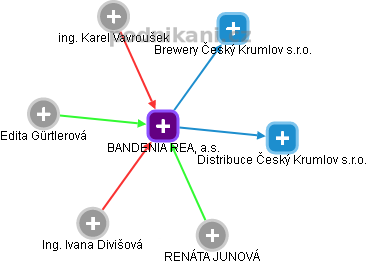 BANDENIA REAL, a.s. - náhled vizuálního zobrazení vztahů obchodního rejstříku