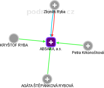ABSARA, a.s. - náhled vizuálního zobrazení vztahů obchodního rejstříku