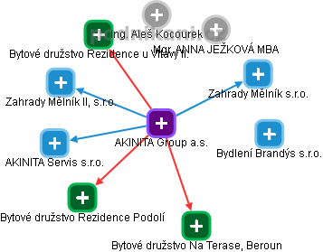 AKINITA Group a.s. - náhled vizuálního zobrazení vztahů obchodního rejstříku