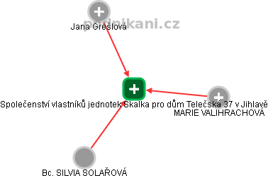 Společenství vlastníků jednotek Skalka pro dům Telečská 37 v Jihlavě - náhled vizuálního zobrazení vztahů obchodního rejstříku