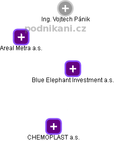 Blue Elephant Investment a.s. - náhled vizuálního zobrazení vztahů obchodního rejstříku