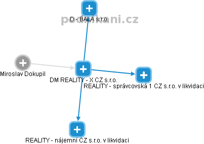 DM REALITY - X CZ s.r.o. - náhled vizuálního zobrazení vztahů obchodního rejstříku