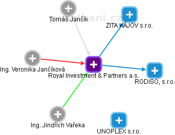 Royal Investment & Partners a.s. - náhled vizuálního zobrazení vztahů obchodního rejstříku
