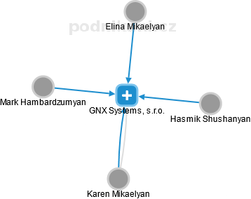 GNX Systems, s.r.o. - náhled vizuálního zobrazení vztahů obchodního rejstříku