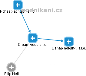 Dreamwood s.r.o. - náhled vizuálního zobrazení vztahů obchodního rejstříku