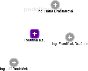 Realfina a.s. - náhled vizuálního zobrazení vztahů obchodního rejstříku