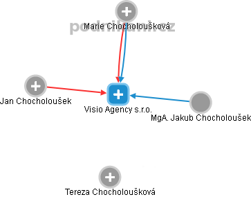 Visio Agency s.r.o. - náhled vizuálního zobrazení vztahů obchodního rejstříku