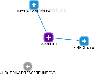 Bolona a.s. - náhled vizuálního zobrazení vztahů obchodního rejstříku