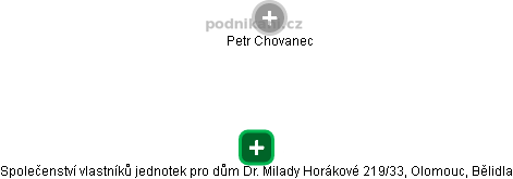Společenství vlastníků jednotek pro dům Dr. Milady Horákové 219/33, Olomouc, Bělidla - náhled vizuálního zobrazení vztahů obchodního rejstříku