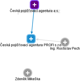 Česká pojišťovací agentura PROFI s.r.o. - náhled vizuálního zobrazení vztahů obchodního rejstříku