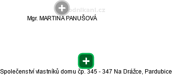 Společenství vlastníků domu čp. 345 - 347 Na Drážce, Pardubice - náhled vizuálního zobrazení vztahů obchodního rejstříku