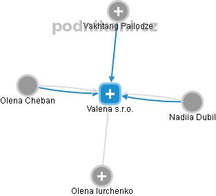 Valena s.r.o. - náhled vizuálního zobrazení vztahů obchodního rejstříku