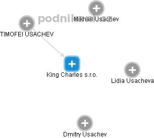 King Charles s.r.o. - náhled vizuálního zobrazení vztahů obchodního rejstříku