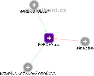 FORCEA a.s. - náhled vizuálního zobrazení vztahů obchodního rejstříku