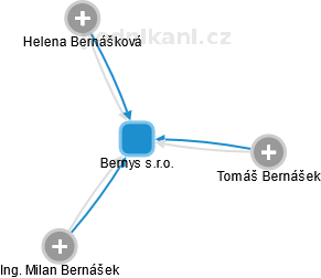 Bernys s.r.o. - náhled vizuálního zobrazení vztahů obchodního rejstříku