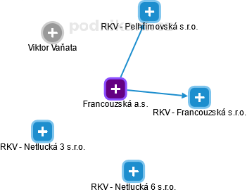 Francouzská a.s. - náhled vizuálního zobrazení vztahů obchodního rejstříku