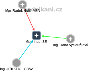 Geminas, SE - náhled vizuálního zobrazení vztahů obchodního rejstříku