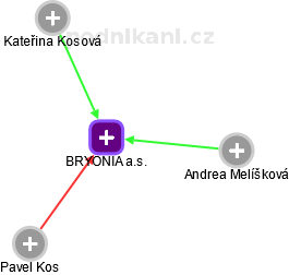 BRYONIA a.s. - náhled vizuálního zobrazení vztahů obchodního rejstříku