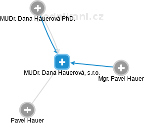 MUDr. Dana Hauerová, s.r.o. - náhled vizuálního zobrazení vztahů obchodního rejstříku
