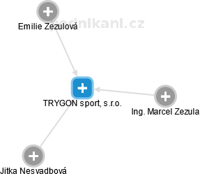 TRYGON sport, s.r.o. - náhled vizuálního zobrazení vztahů obchodního rejstříku