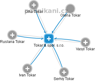 Tokar & spol. s.r.o. - náhled vizuálního zobrazení vztahů obchodního rejstříku