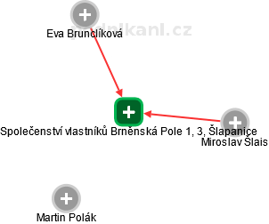 Společenství vlastníků Brněnská Pole 1, 3, Šlapanice - náhled vizuálního zobrazení vztahů obchodního rejstříku