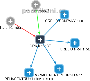 ORK Meat SE - náhled vizuálního zobrazení vztahů obchodního rejstříku