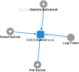 COCO BONGO s.r.o. - náhled vizuálního zobrazení vztahů obchodního rejstříku