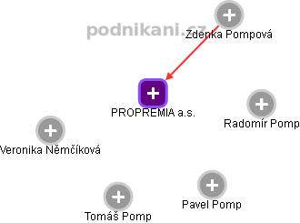 PROPREMIA a.s. - náhled vizuálního zobrazení vztahů obchodního rejstříku